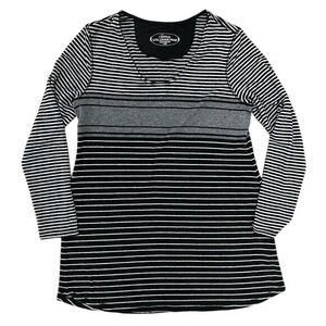 Soma Nightgown Large Black And Gray Striped EUC